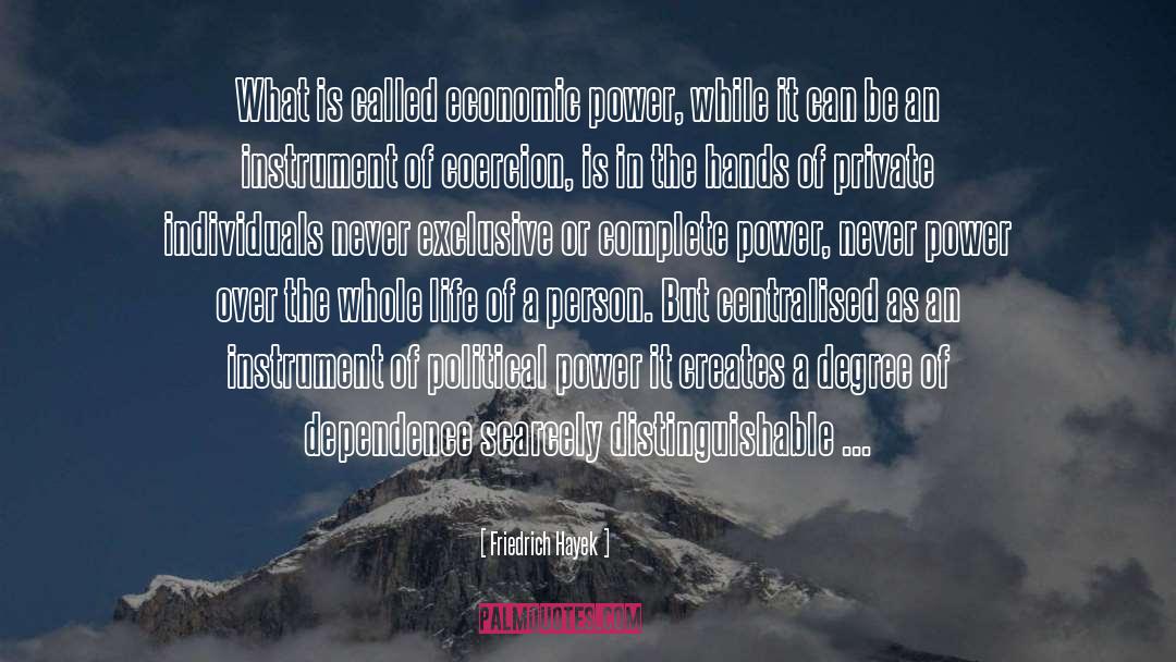 Economic Power quotes by Friedrich Hayek