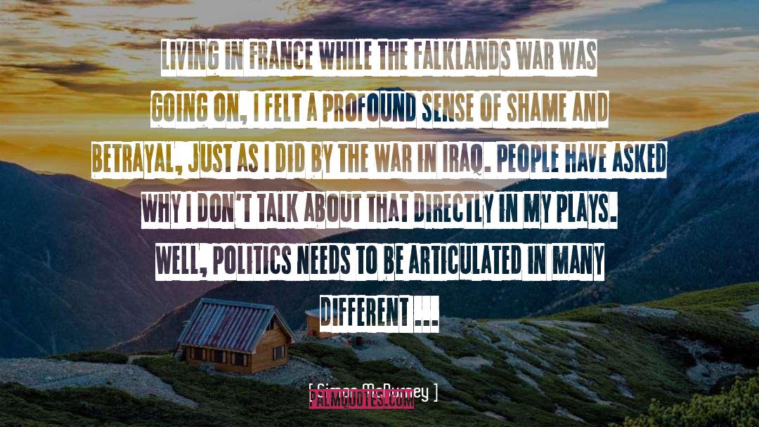 Falklands quotes by Simon McBurney