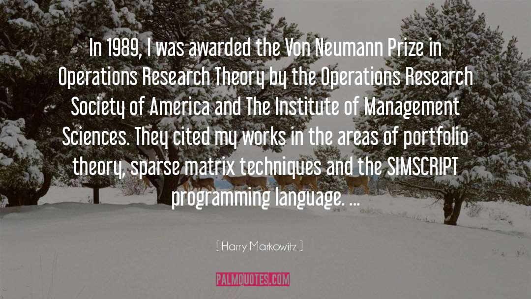 Famous Operations Management quotes by Harry Markowitz