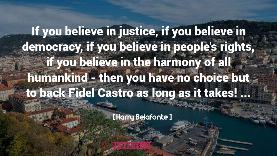 Fidel Castro quotes by Harry Belafonte