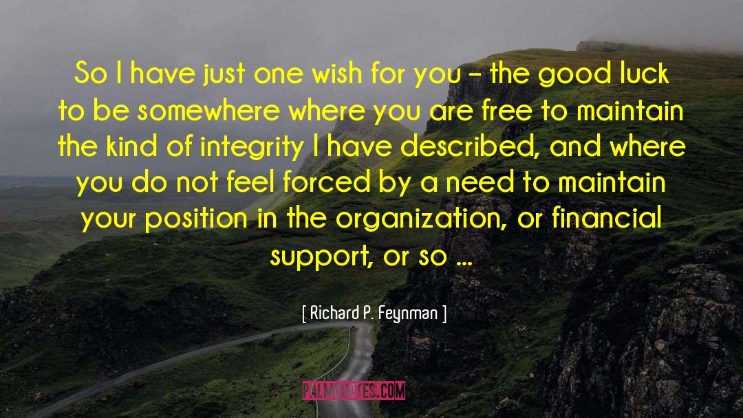 Financial Support quotes by Richard P. Feynman