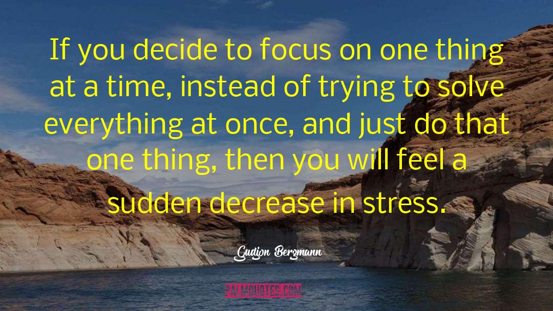 Focus On One Thing quotes by Gudjon Bergmann