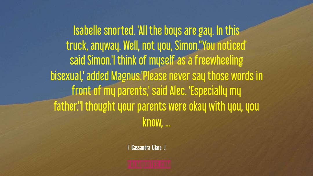 Gayness quotes by Cassandra Clare