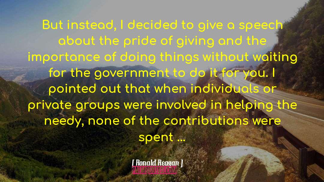 Giving Instead Of Receiving quotes by Ronald Reagan