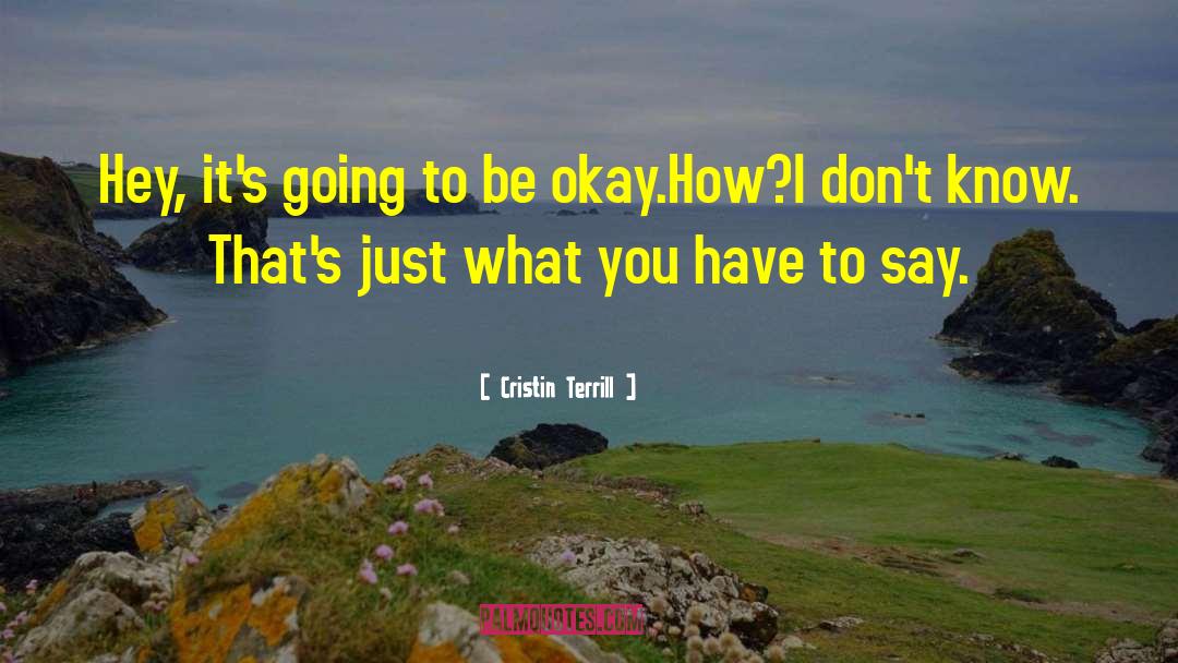 Going To Be Okay quotes by Cristin Terrill