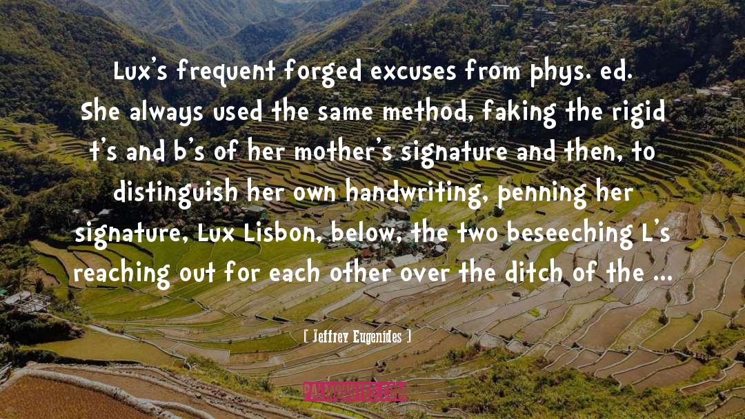 Handwriting quotes by Jeffrey Eugenides