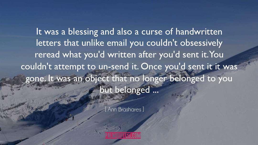Handwritten quotes by Ann Brashares