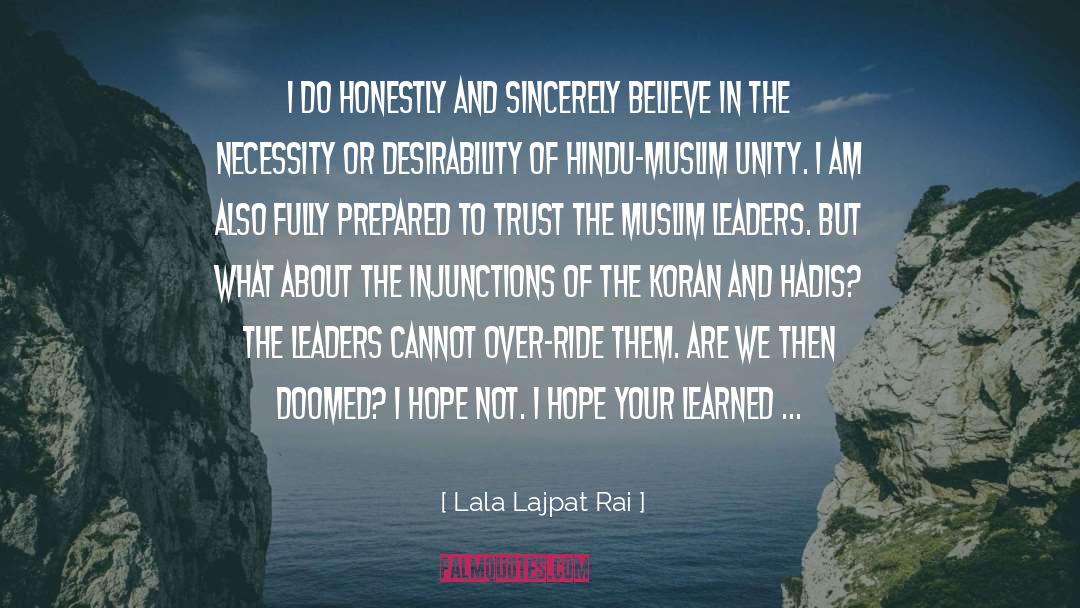 Hindu Muslim Unity quotes by Lala Lajpat Rai