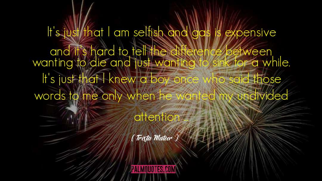 I Am Selfish quotes by Trista Mateer