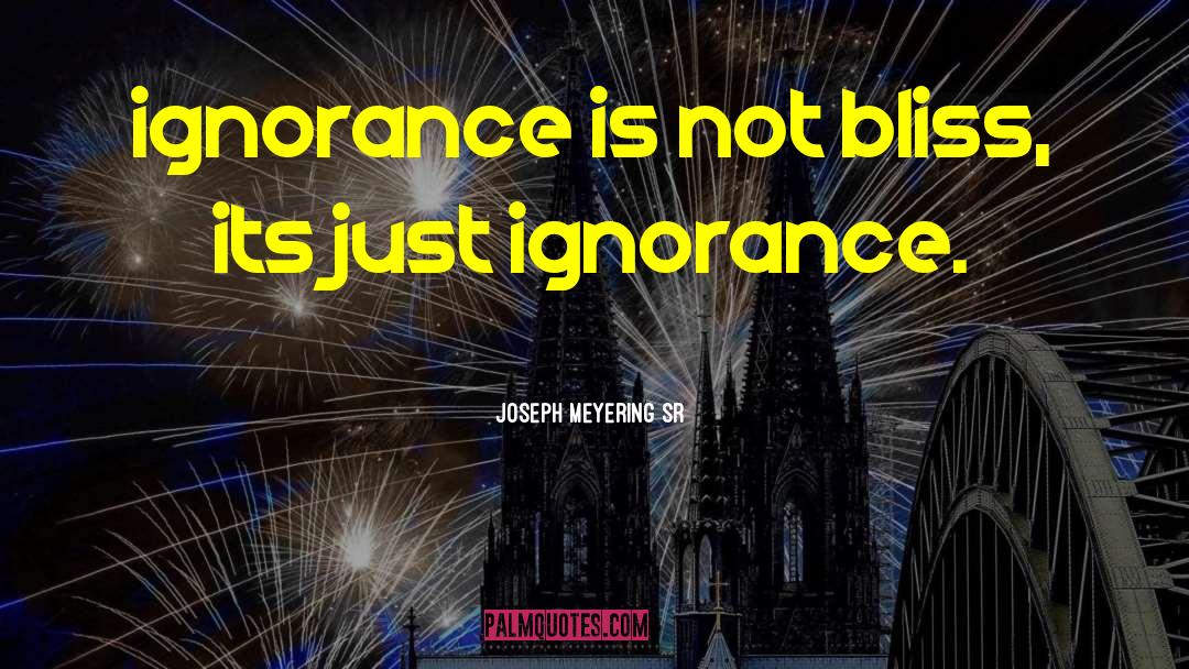 Ignorance Is Not Bliss quotes by Joseph Meyering Sr