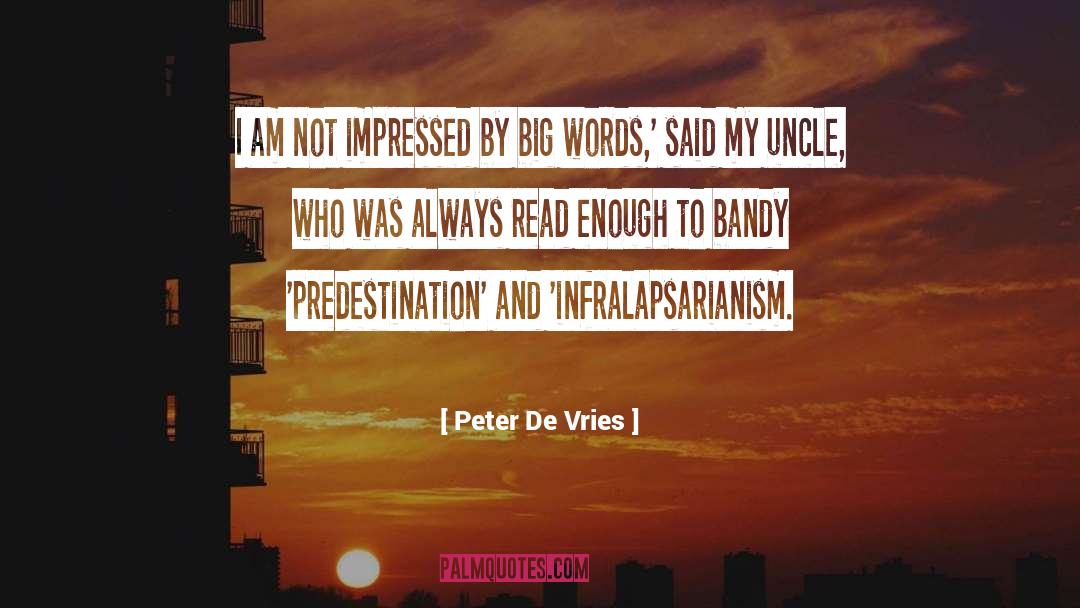 Infralapsarianism quotes by Peter De Vries