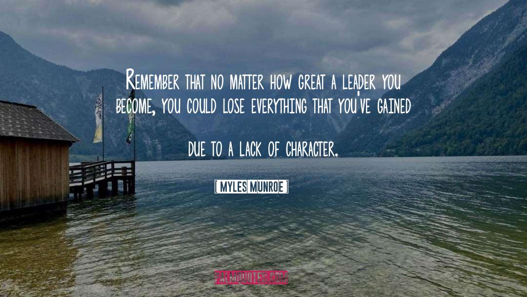 Lack Of Character quotes by Myles Munroe