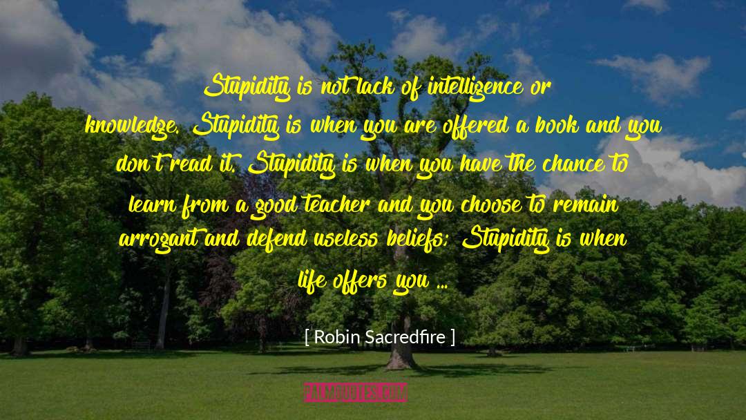 Lack Of Intelligence quotes by Robin Sacredfire