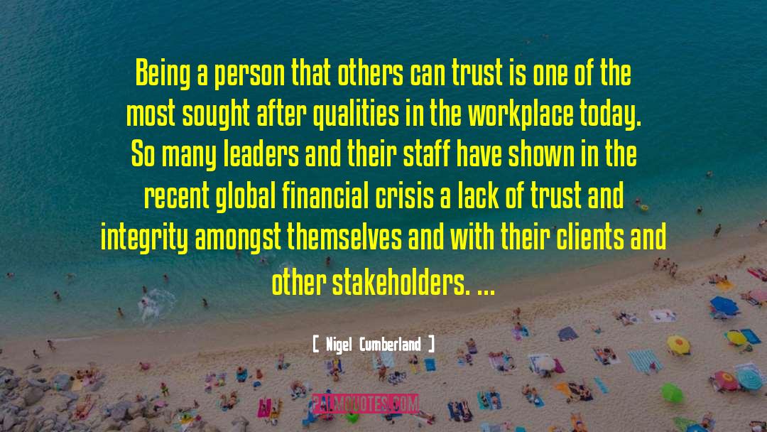 Lack Of Trust quotes by Nigel Cumberland