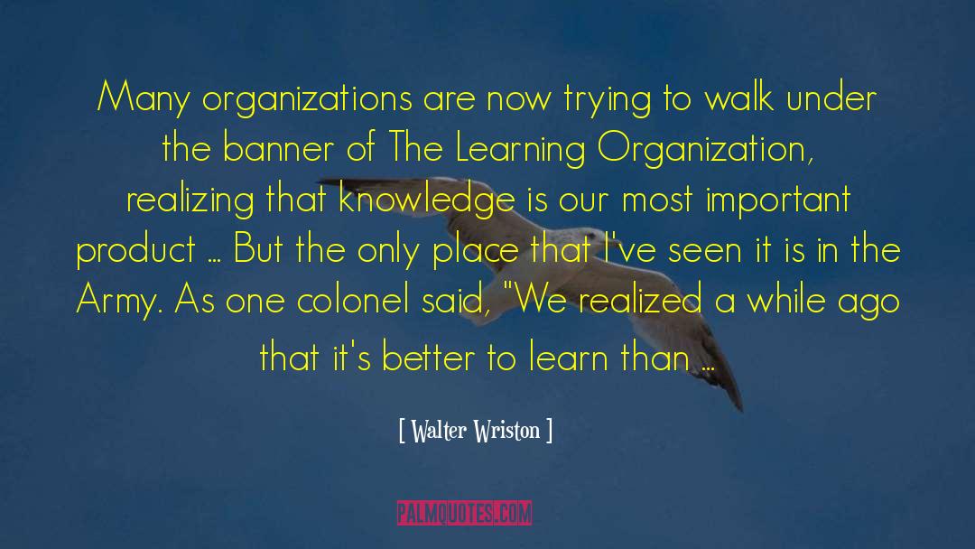 Learning Organization quotes by Walter Wriston