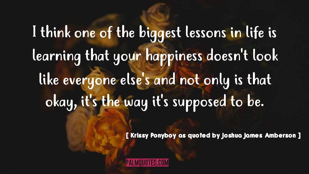 Lessons In Life quotes by Krissy Ponyboy As Quoted By Joshua James Amberson