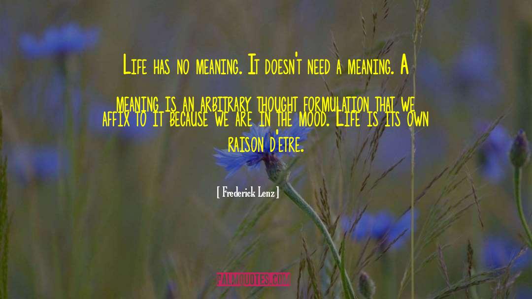 Life Has No Meaning quotes by Frederick Lenz