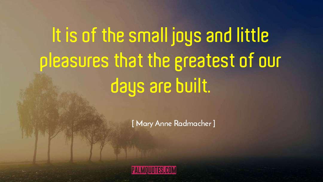 Little Pleasures quotes by Mary Anne Radmacher