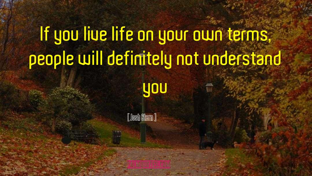 Live Life On Your Own Terms quotes by Josh Stern