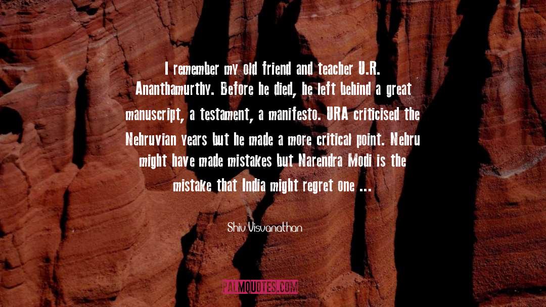 Manuscript quotes by Shiv Visvanathan