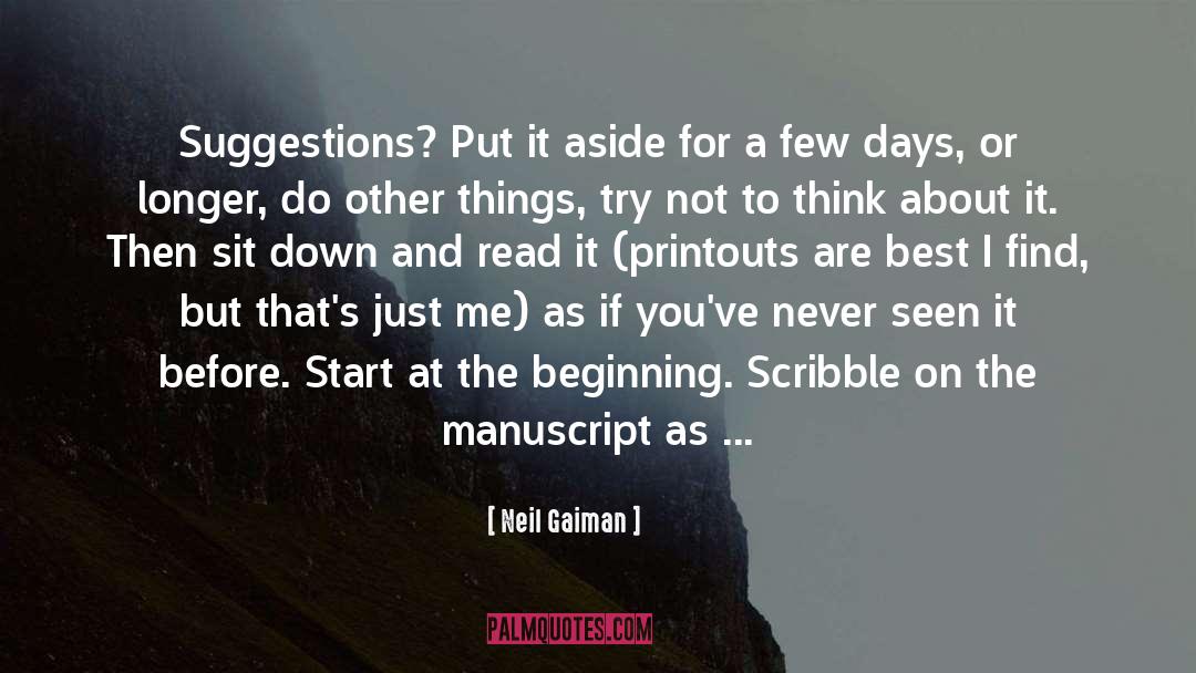 Manuscript quotes by Neil Gaiman