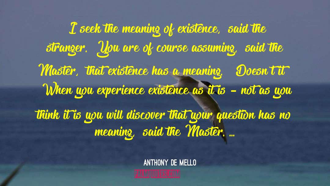 Meaning Of Existence quotes by Anthony De Mello
