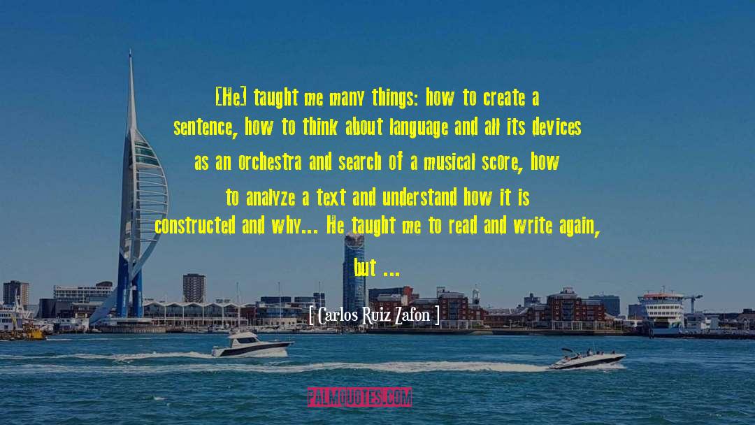 Musical Score quotes by Carlos Ruiz Zafon