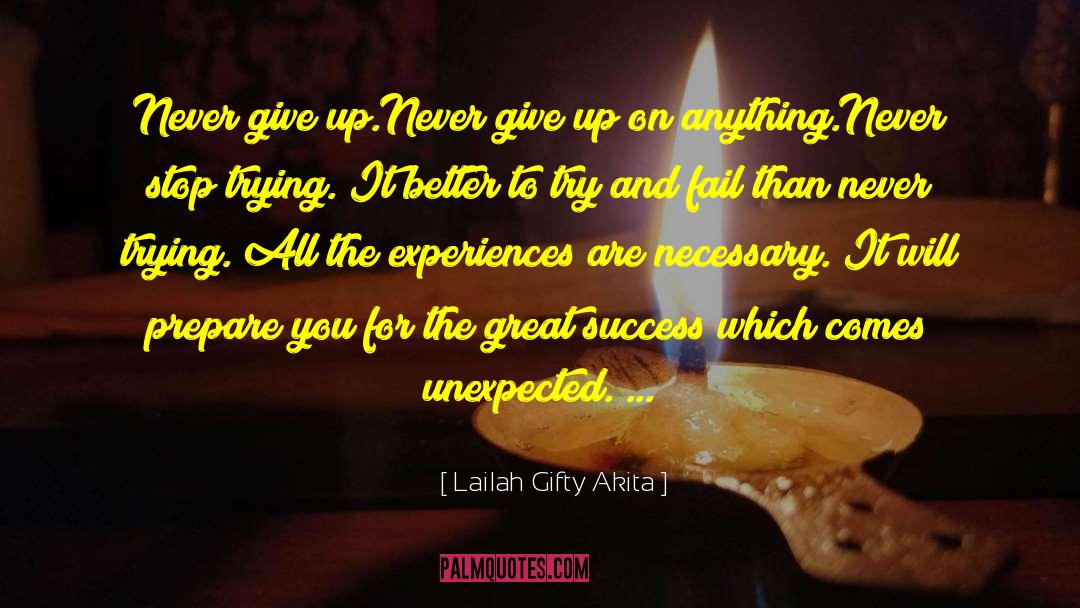 Never Give Up On Something quotes by Lailah Gifty Akita