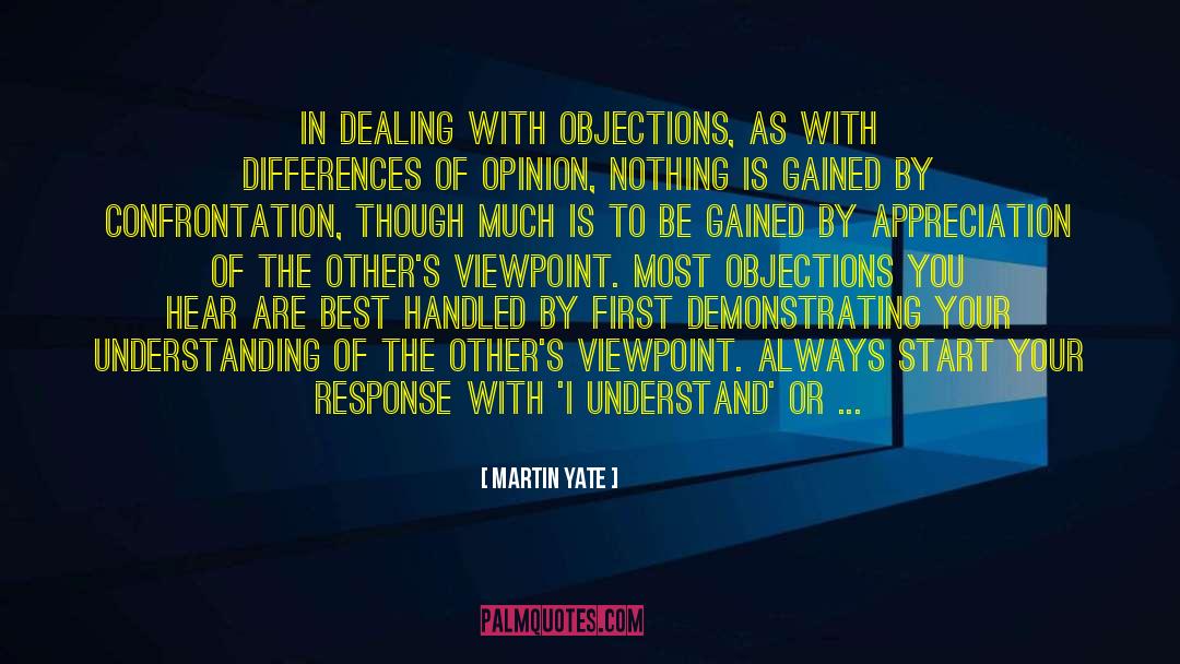 Objections quotes by Martin Yate