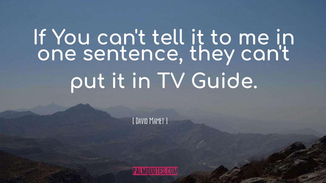 One Sentence quotes by David Mamet