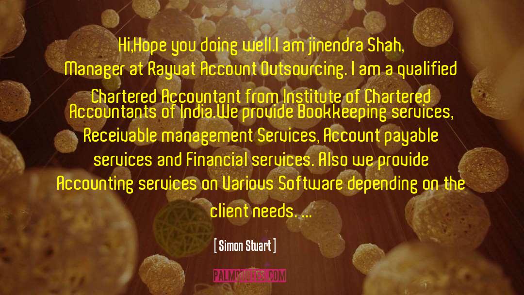 Outsourcing Bookkeeping Services quotes by Simon Stuart
