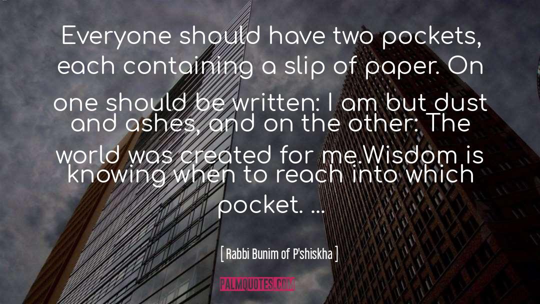 Pockets quotes by Rabbi Bunim Of P'shiskha