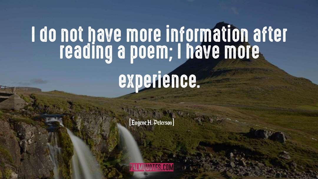 Poetry Reading quotes by Eugene H. Peterson