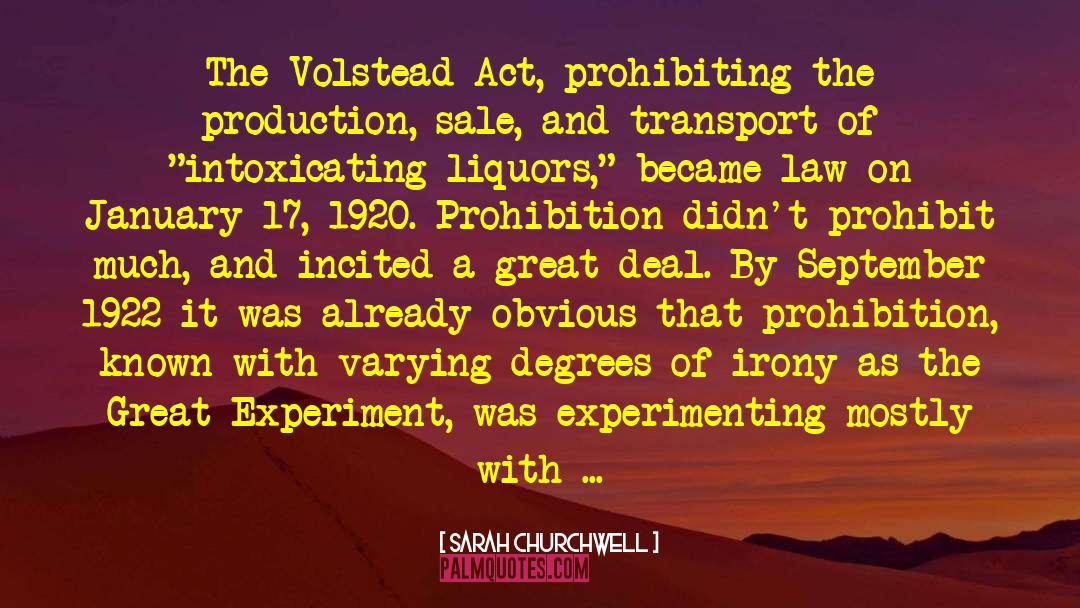 Prohibition 1920s quotes by Sarah Churchwell
