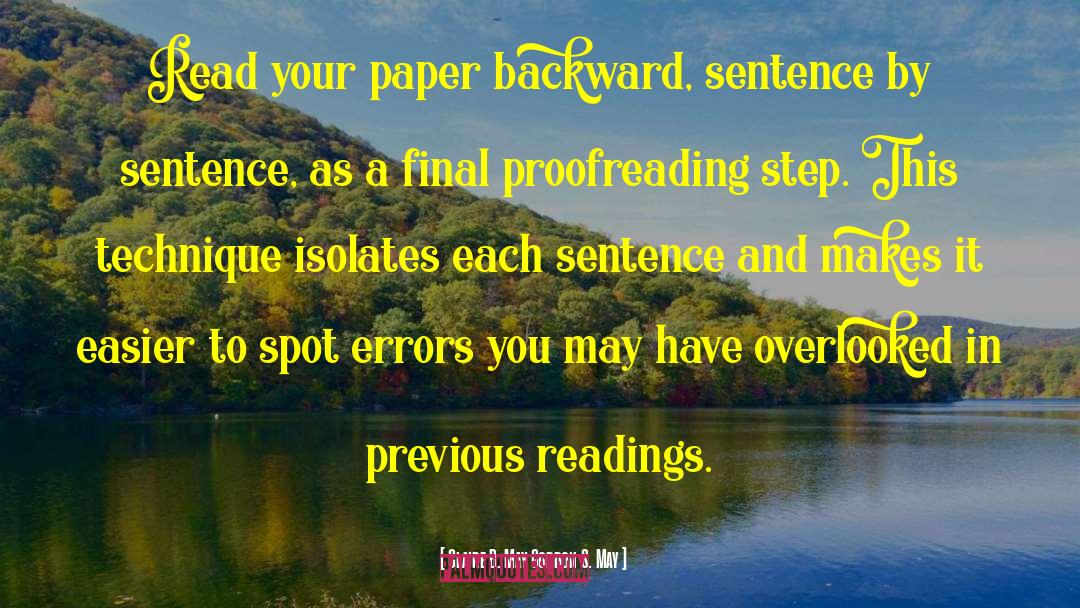 Proofreading quotes by Claire B. May Gordon S. May