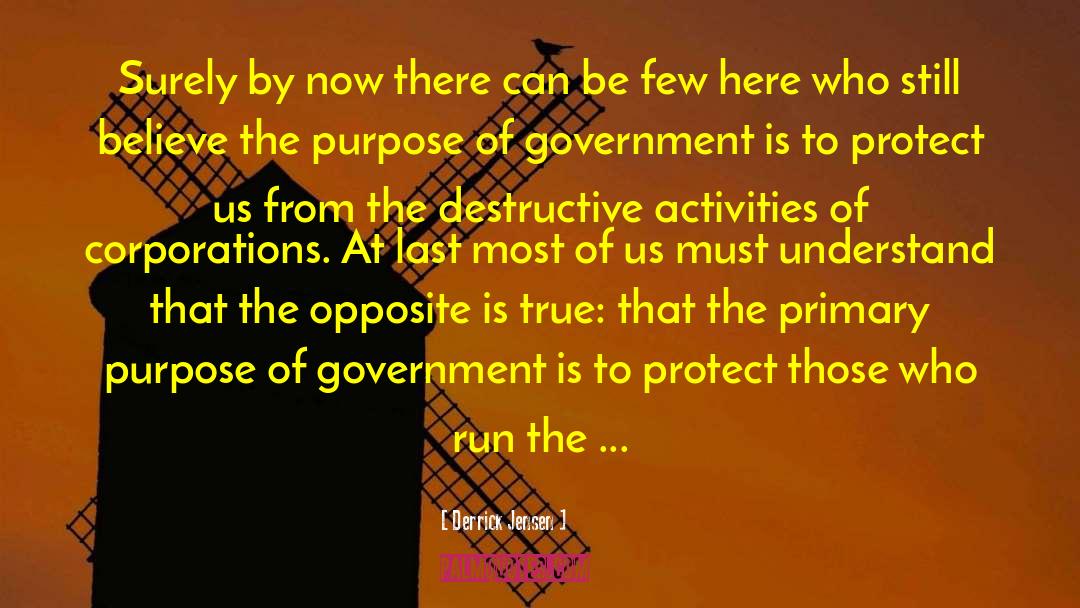 Purpose Of Government quotes by Derrick Jensen