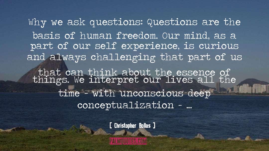 Questions quotes by Christopher Bollas