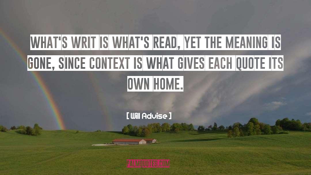 Reading Lists quotes by Will Advise