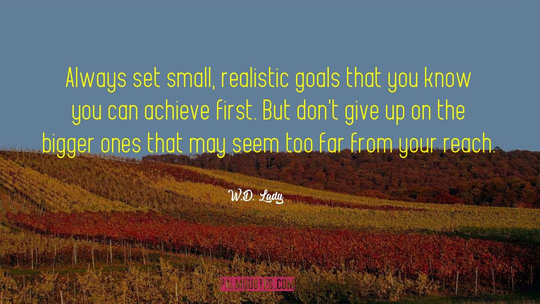 Realistic Goals quotes by W.D. Lady