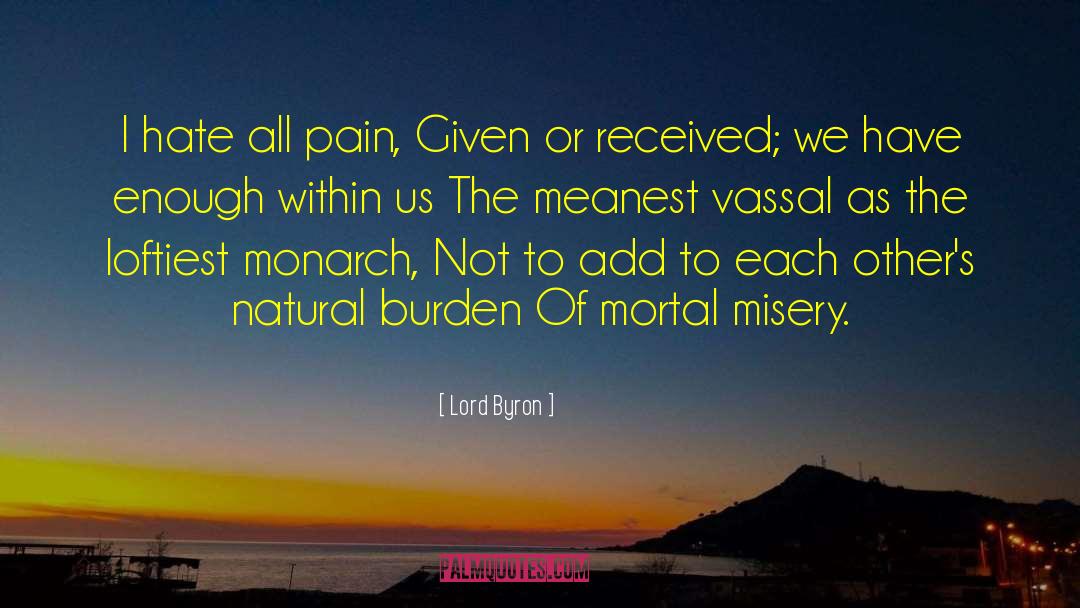 Regarding The Pain Of Others quotes by Lord Byron