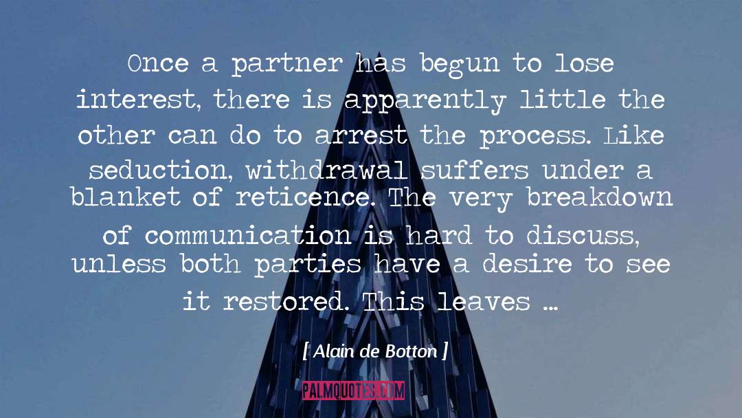 Reticence quotes by Alain De Botton