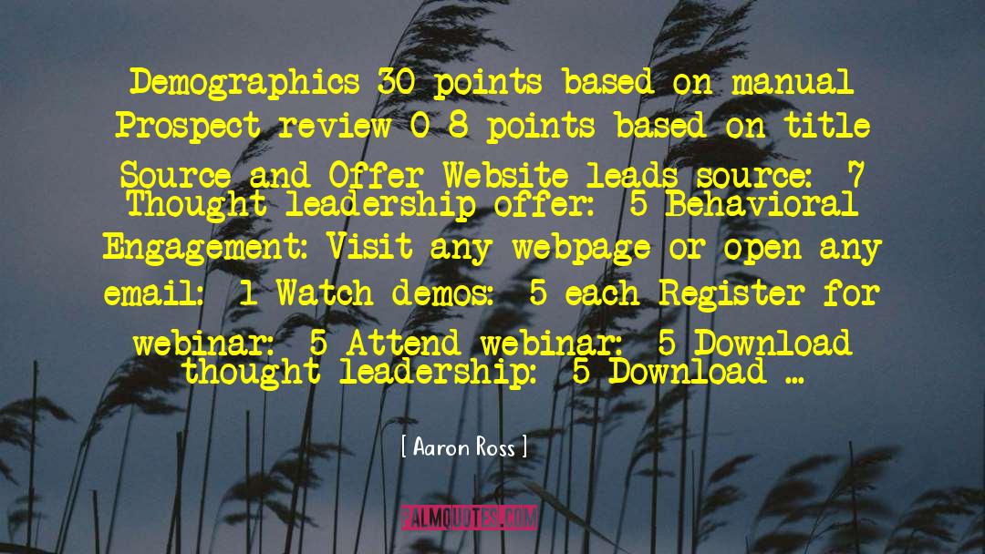 Review quotes by Aaron Ross