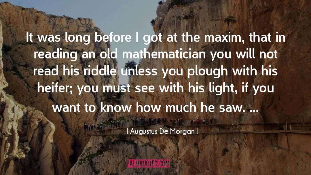 Riddle quotes by Augustus De Morgan