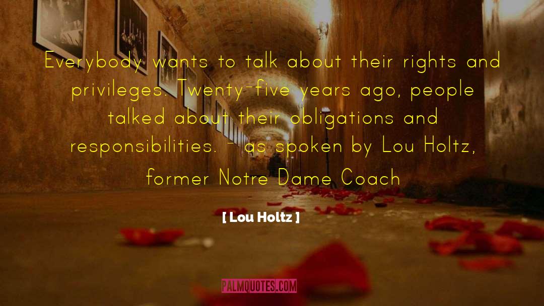 Rights And Privileges quotes by Lou Holtz