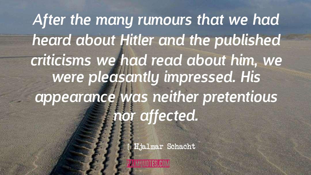 Rumours quotes by Hjalmar Schacht