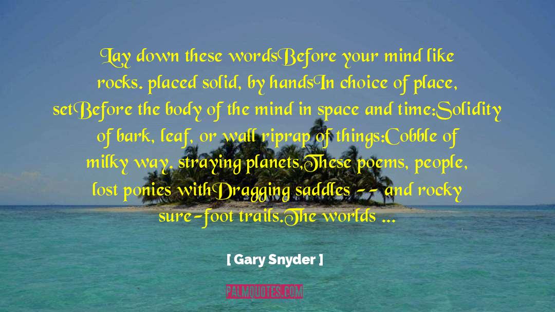 Saddles quotes by Gary Snyder