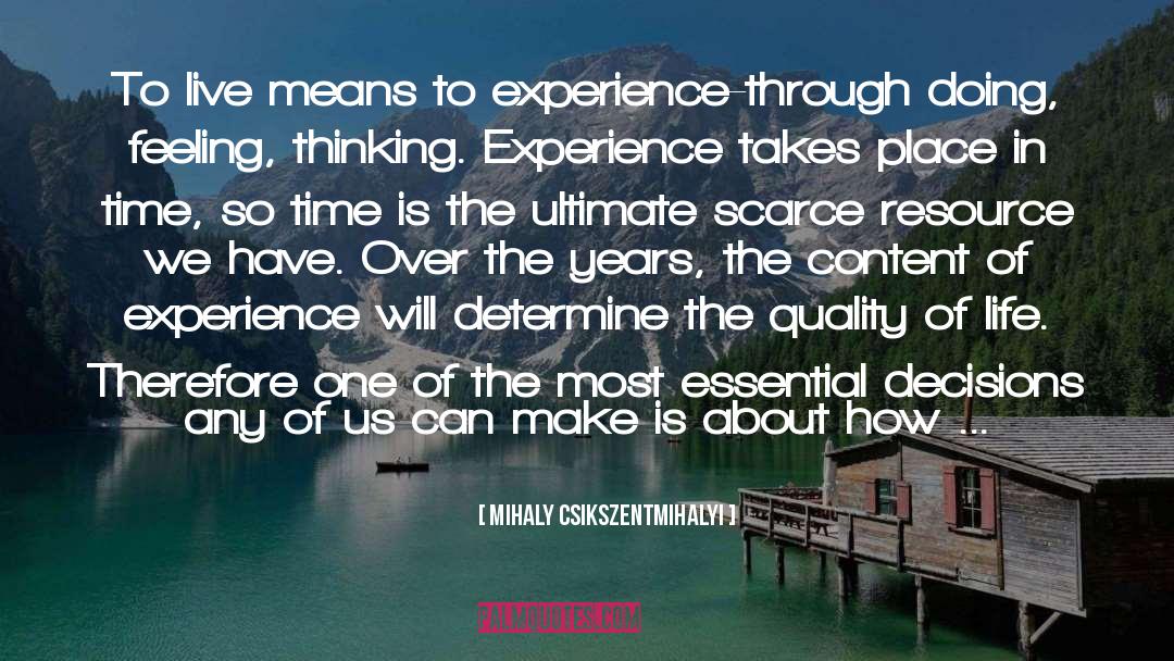 Scarce Resources quotes by Mihaly Csikszentmihalyi