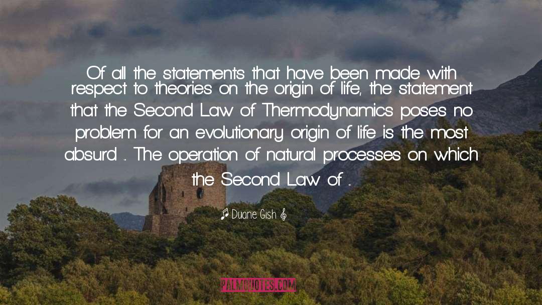 Second Law Of Thermodynamics quotes by Duane Gish