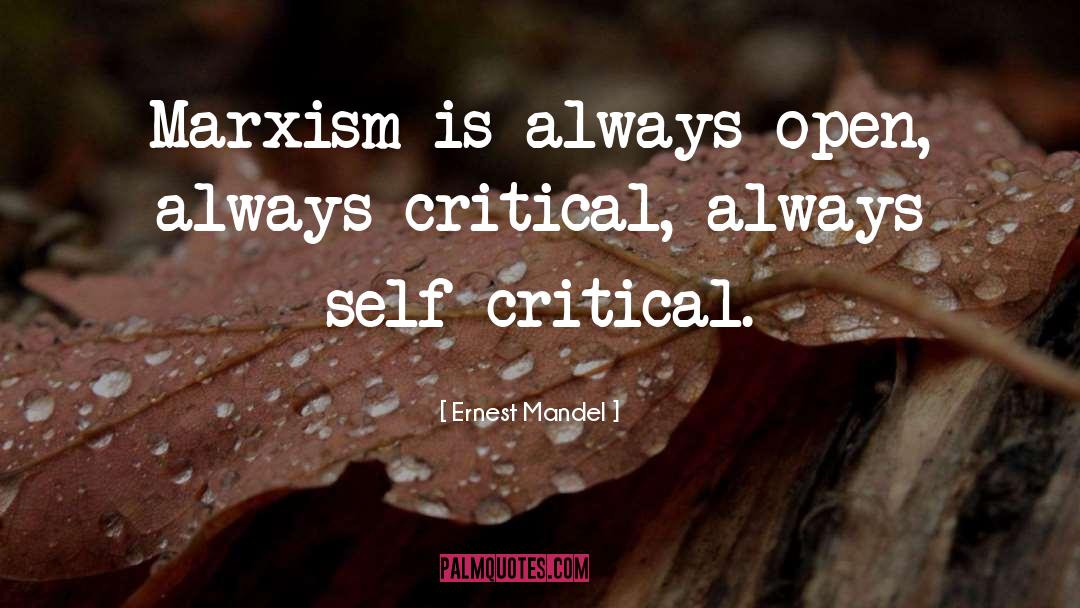 Self Critical quotes by Ernest Mandel