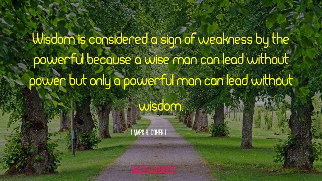 Sign Of Weakness quotes by Mark B. Cohen